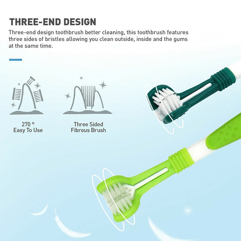 ergonomic grip tripleclean toothbrush for dog dental care